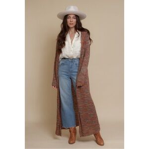 Multi Color Long Hooded Cardigan Sweater